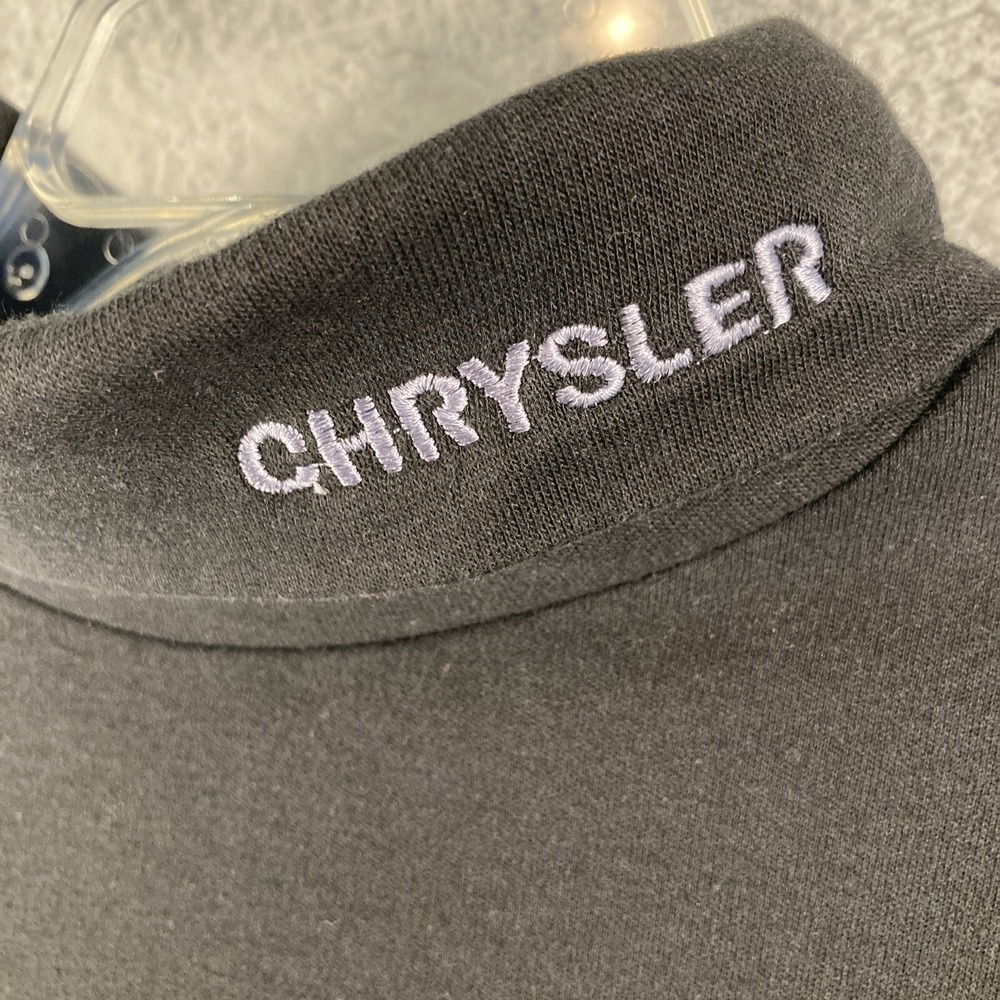 Chrysler Mock Neck Shirt Mens Large Black Embroidered Logo USA Made 100% Cotton